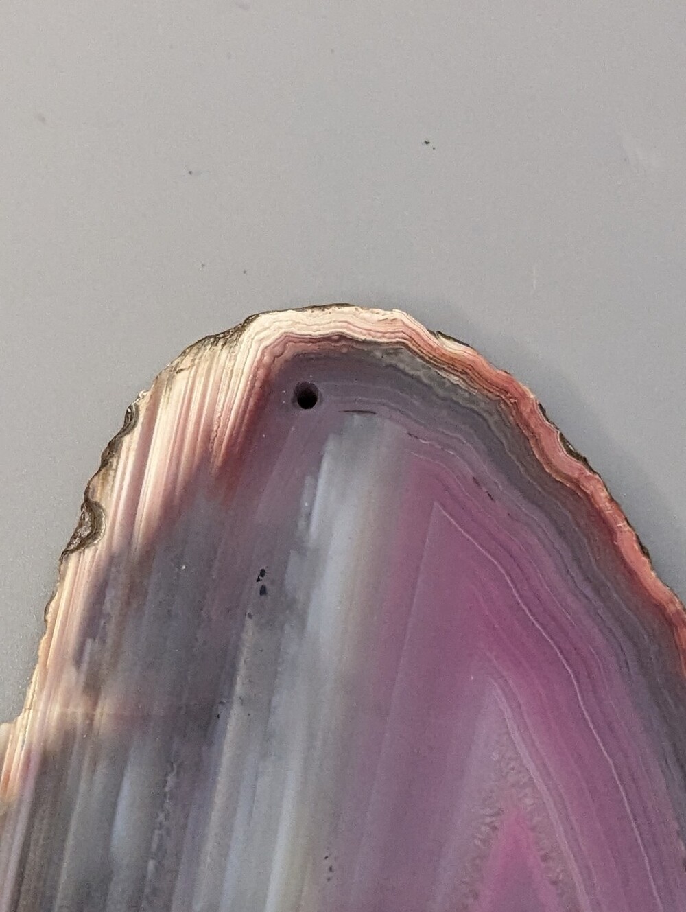 Natural Agate Slice Drilled Pink White Banded Stone 3.75"  Crystal Boho 43.4 G - Picture 3 of 6